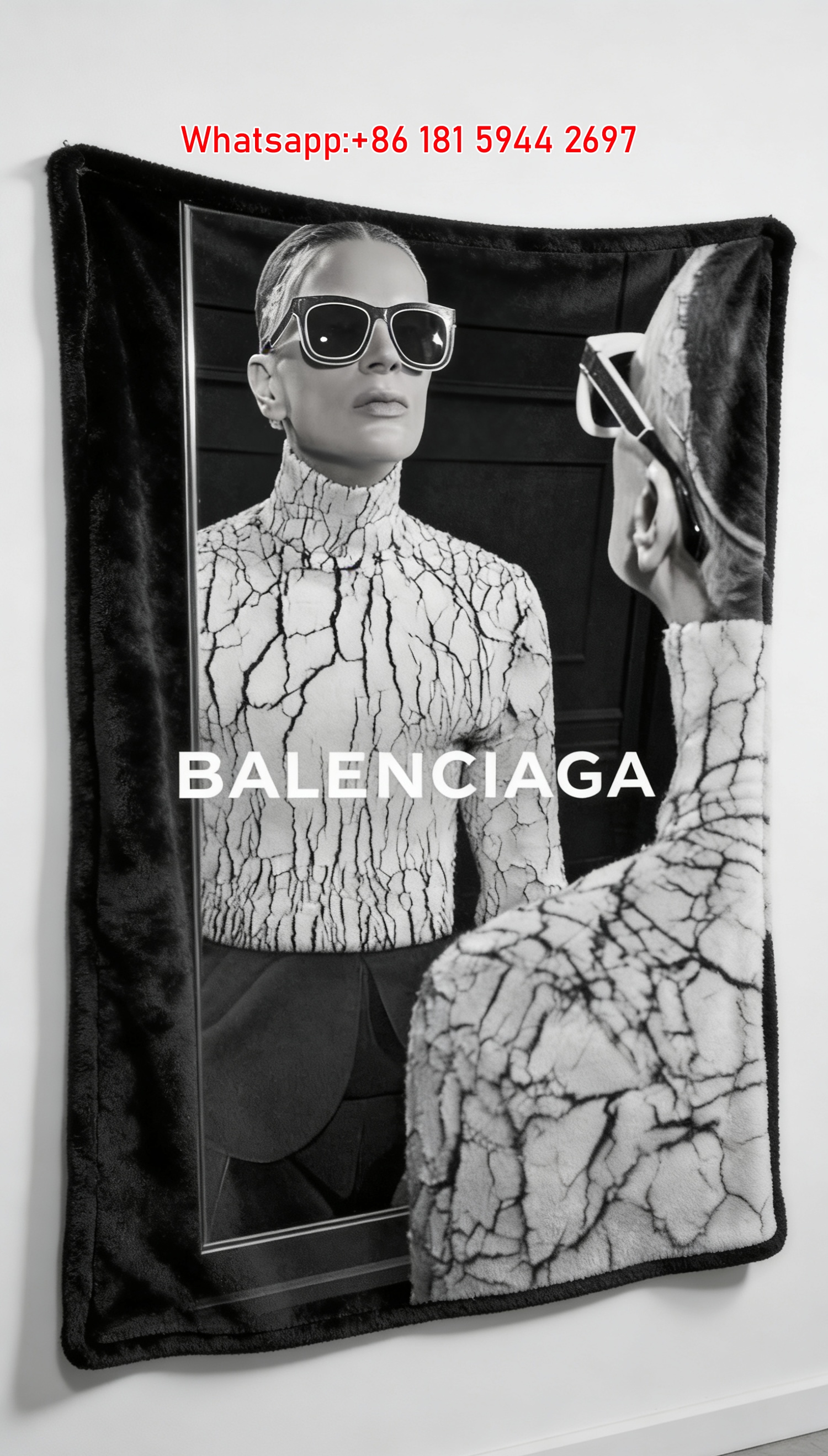 Balenciaga Cracked Print Flannel Sofa Throw Blanket BA172
